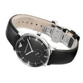 Emporio Armani Gianni Quartz Black Dial Black Leather Strap Watch For Men - AR0382