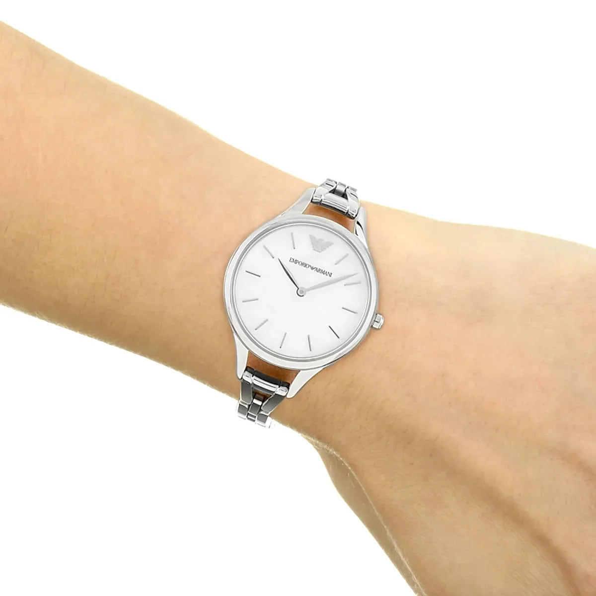 Emporio Armani Aurora Mother Of Pearl White Dial Silver Steel Strap Watch For Women - AR11054