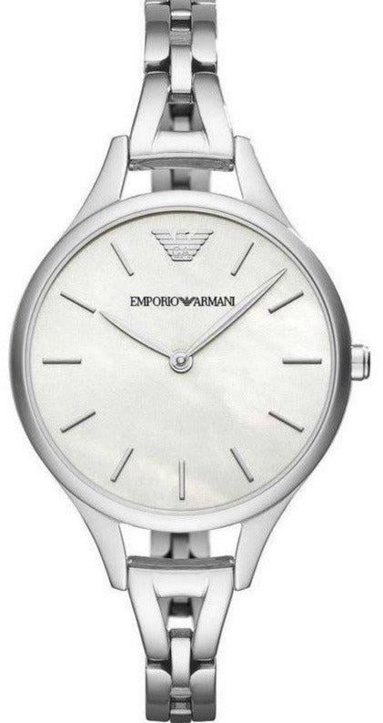 Emporio Armani Aurora Mother Of Pearl White Dial Silver Steel Strap Watch For Women - AR11054