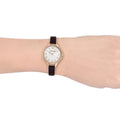 Emporio Armani Aurora Mother of Pearl White Dial Brown Leather Strap Watch For Women - AR11057