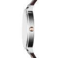 Emporio Armani Dress Quartz Silver Dial Brown Leather Strap Watch For Women - AR11063