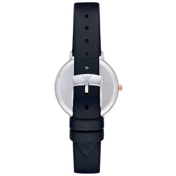 Emporio Armani Aurora Quartz Mother Of Pearl White Dial Blue Leather Strap Watch For Women - AR11090