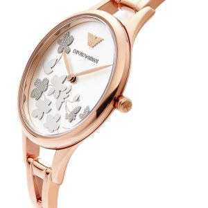 Emporio Armani Aurora Quartz Silver Dial Gold Steel Strap Watch For Women - AR11108