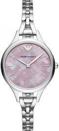 Emporio Armani Aurora Mother Of Pearl Purple Dial Silver Steel Strap Watch For Women - AR11122