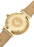 Emporio Armani Gianni T Bar Analog Silver Dial Beige Leather Strap Watch For Women - AR11127