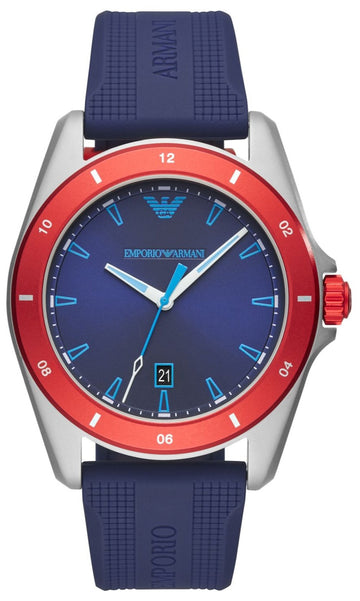 Emporio Armani Sigma Quartz Blue Dial Blue Silicone Strap Watch For Men - AR11217