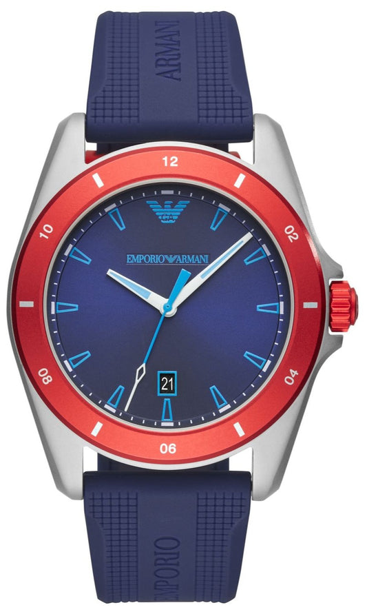 Emporio Armani Sigma Quartz Blue Dial Blue Silicone Strap Watch For Men - AR11217