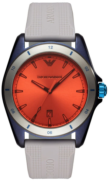 Emporio Armani Sigma Analog Orange Dial Grey Silicone Strap Watch For Men - AR11218