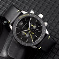 Emporio Armani Mario Chronograph Black Dial Black Leather Strap Watch For Men - AR11325