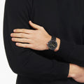 Emporio Armani Mario Chronograph Black Dial Black Leather Strap Watch For Men - AR11325