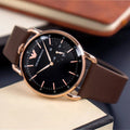 Emporio Armani Aviator Quartz Black Dial Brown Leather Strap Watch For Men - AR11337