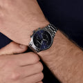 Emporio Armani Giovanni Chronograph Blue Dial Grey Steel Strap Watch For Men - AR11348