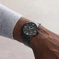 Emporio Armani Giovanni Chronograph Black Dial Black Steel Strap Watch For Men - AR11349