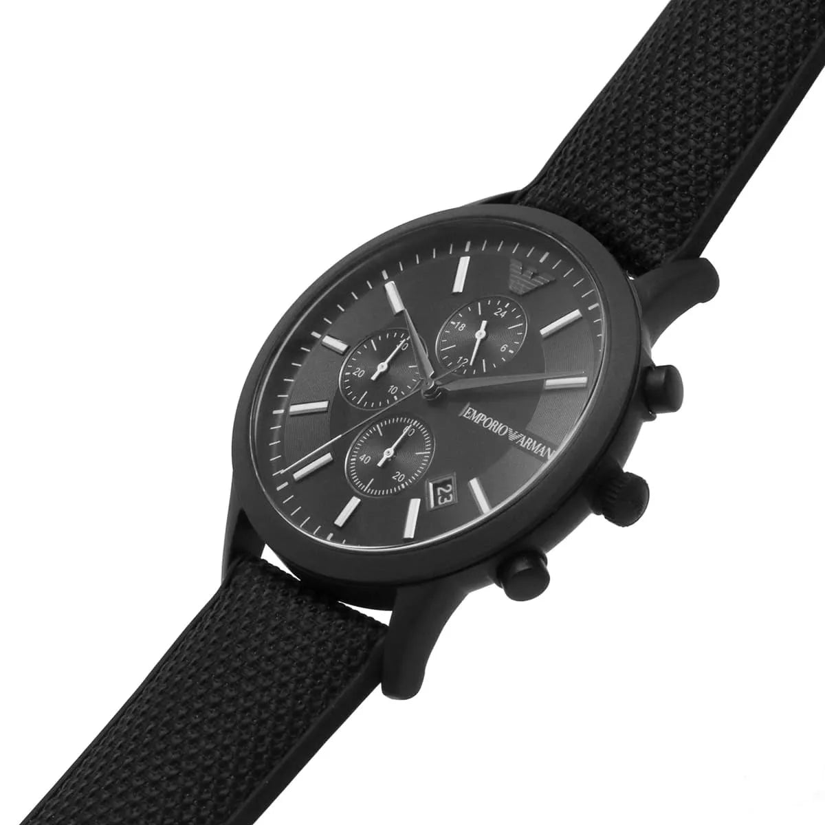 Emporio Armani Renato Chronograph Black Dial Black Nylon Strap Watch For Men - AR11457