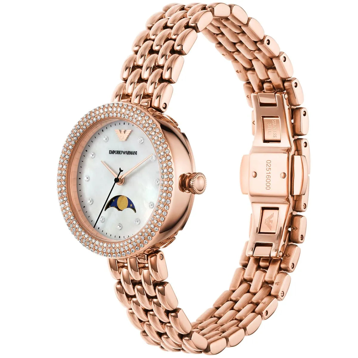 Emporio Armani Rosa Mother of Pearl Dial Rose Gold Steel Strap Watch For Women - AR11462