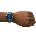 Emporio Armani Chronograph Quartz Blue Dial Grey Steel Strap Watch For Men - AR11481