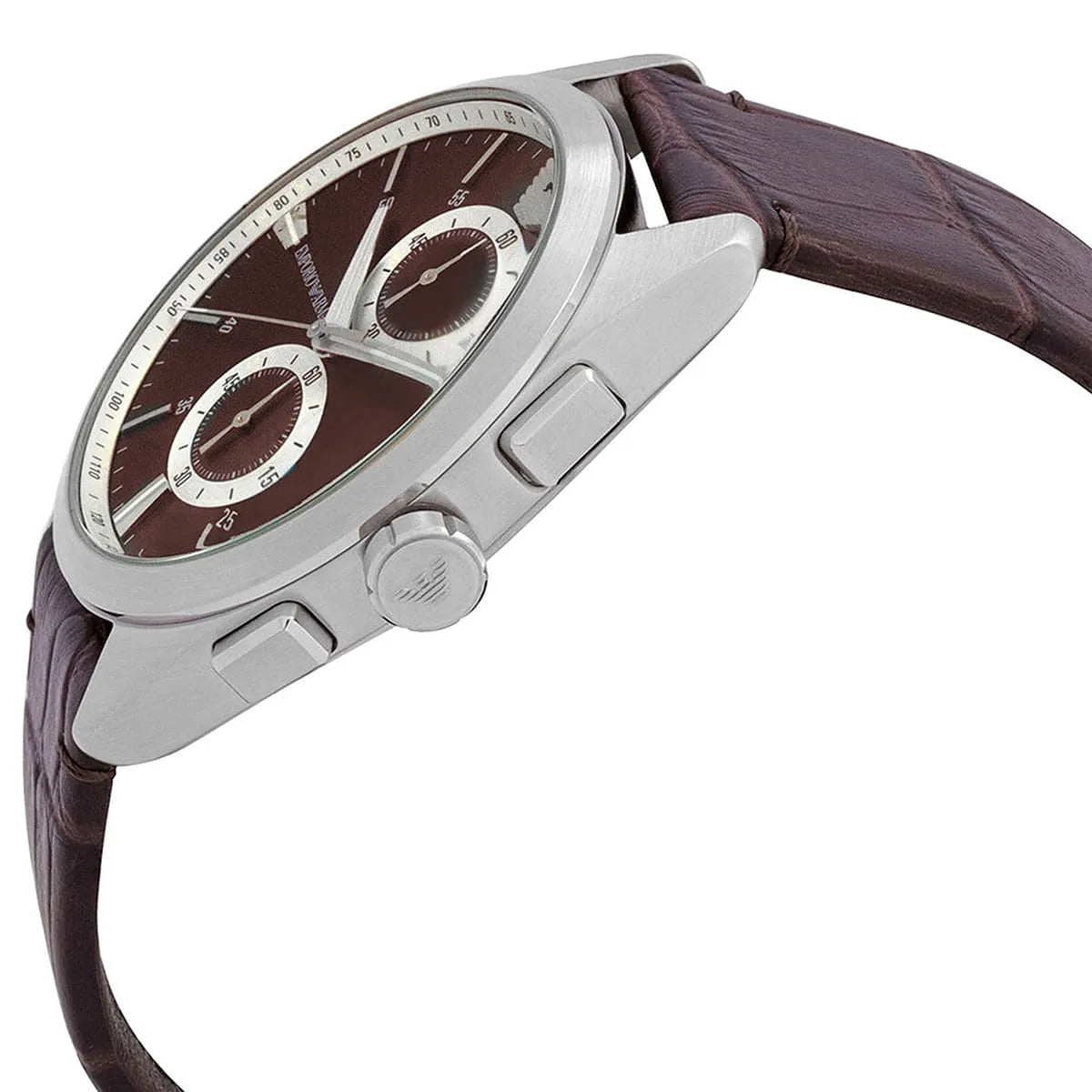 Emporio Armani Claudio Chronograph Brown Dial Brown Leather Strap Watch For Men - AR11482