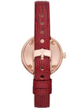 Emporio Armani Two-Hand Analog White Dial Red Leather Strap Watch For Women - AR11532