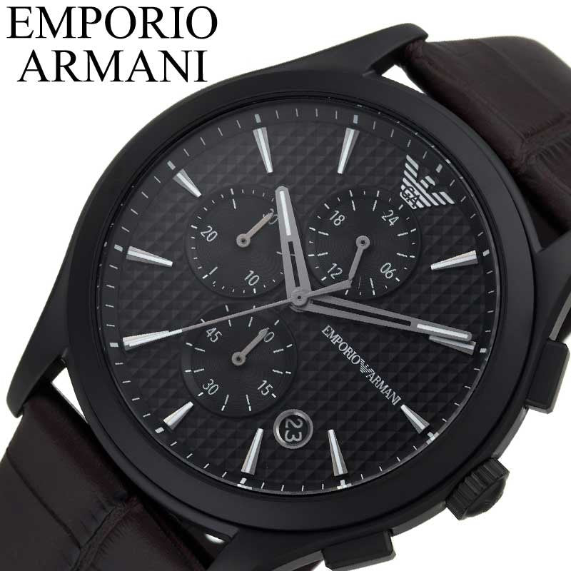 Emporio Armani Paolo Chronograph Black Dial Brown Leather Strap Watch For Men - AR11549