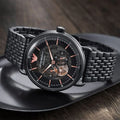 Emporio Armani Automatic Multifunction Black Dial Black Mesh Bracelet Watch For Men - AR60025