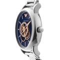 Emporio Armani Luigi Chronograph Skeleton Blue Dial Silver Steel Strap Watch For Men - AR60036