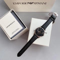 Emporio Armani Meccanico Automatic Black Dial Black Leather Strap Watch For Men - AR60040