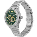 Emporio Armani Meccanico Chronograph Automatic Green Dial Silver Steel Strap Watch For Men - AR60053