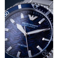 Emporio Armani Meccanico Automatic Blue Dial Silver Steel Strap Watch For Men - AR60059