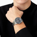 Emporio Armani Meccanico Automatic Blue Dial Silver Steel Strap Watch For Men - AR60059