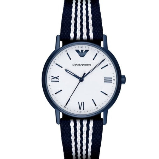 Emporio Armani Kappa Analog White Dial Two Tone Nylon Strap Watch For Men - AR80004