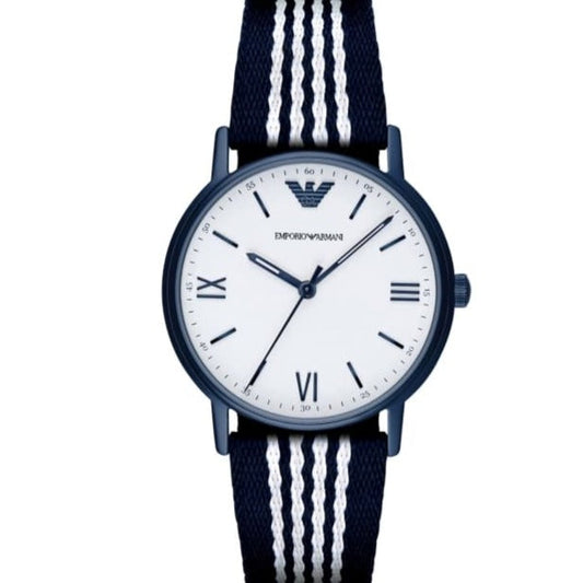 Emporio Armani Kappa Dress White Dial Two Tone NATO Strap Watch For Men - AR80005