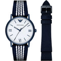 Emporio Armani Kappa Analog White Dial Two Tone Nylon Strap Watch For Men - AR80004