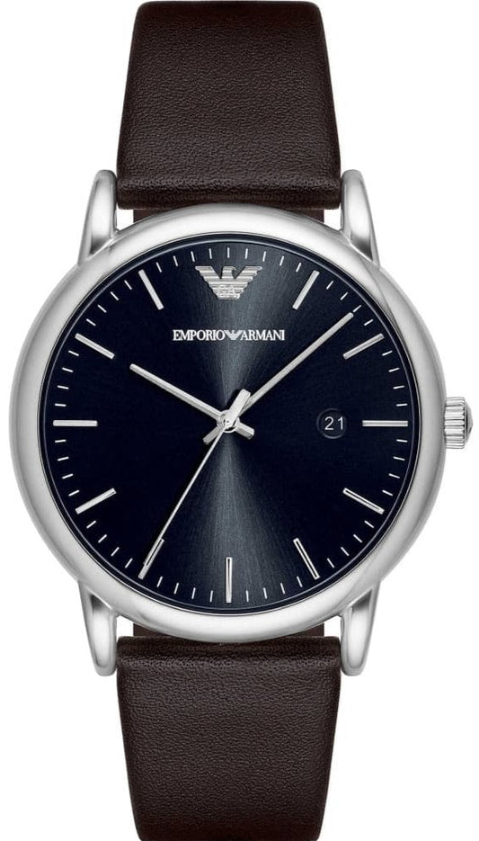 Emporio Armani Kappa Quartz Black Dial Brown Leather Strap Watch For Men - AR80008