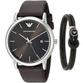 Emporio Armani Kappa Quartz Black Dial Brown Leather Strap Watch For Men - AR80008