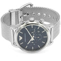 Emporio Armani Luigi Chronograph Blue Dial Silver Mesh Bracelet Watch For Men - AR80038