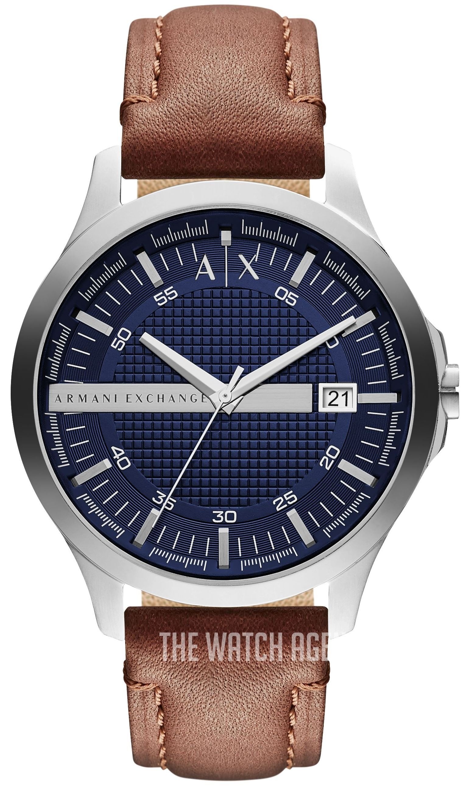 Armani Exchange Hampton Chronograph Blue Dial Brown Leather Strap Watch For Men - AX2133