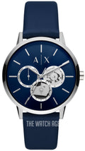 Armani Exchange Cayde Chronograph Blue Dial Blue Leather Strap Watch for Men - AX2746