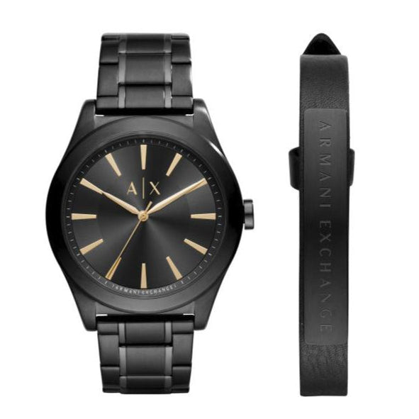 Armani Exchange Nico Analog Black Dial Black Steel Strap Watch For Men - AX7102