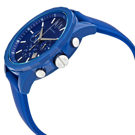 Armani Exchange Outerbanks Chronograph Blue Dial Blue Silicone Strap Watch For Men - AX1327