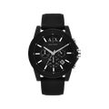 Armani Exchange Outerbanks Chronograph Black Dial Black Silicone Strap Watch For Men - AX1326