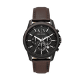 Armani Exchange Outerbanks Chronograph Black Dial Brown Leather Strap Watch For Men - AX1732