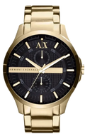 Armani Exchange Hampton Chronograph Black Dial Gold Steel Strap Watch For Men - AX2122