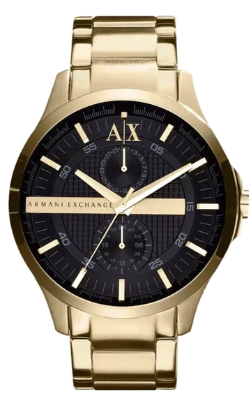 Armani Exchange Hampton Chronograph Black Dial Gold Steel Strap Watch For Men - AX2122