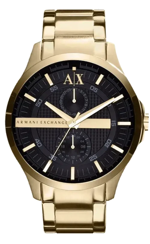 Armani Exchange Hampton Chronograph Black Dial Gold Steel Strap Watch For Men - AX2122