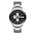 Armani Exchange Hampton Chronograph Black Dial Silver Steel Strap Watch For Men - AX2152