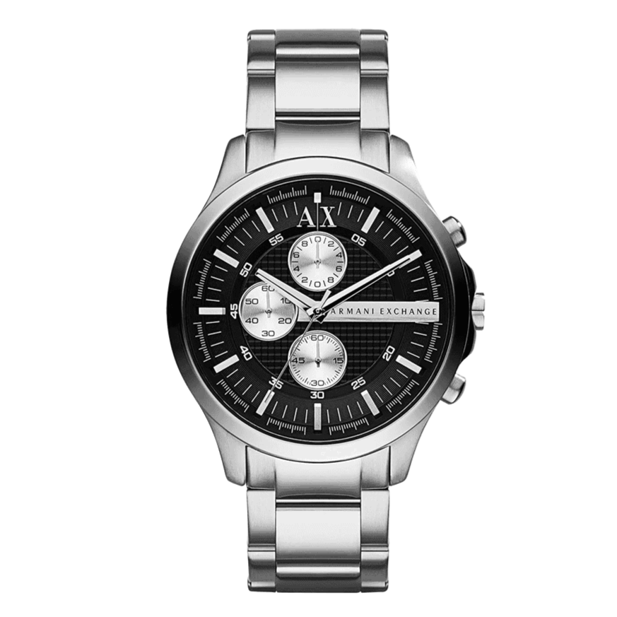 Armani Exchange Hampton Chronograph Black Dial Silver Steel Strap Watch For Men - AX2152