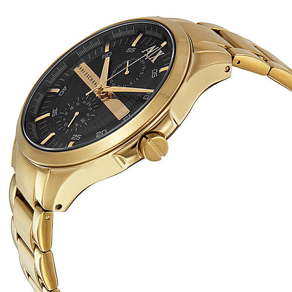 Armani Exchange Hampton Chronograph Black Dial Gold Steel Strap Watch For Men - AX2122