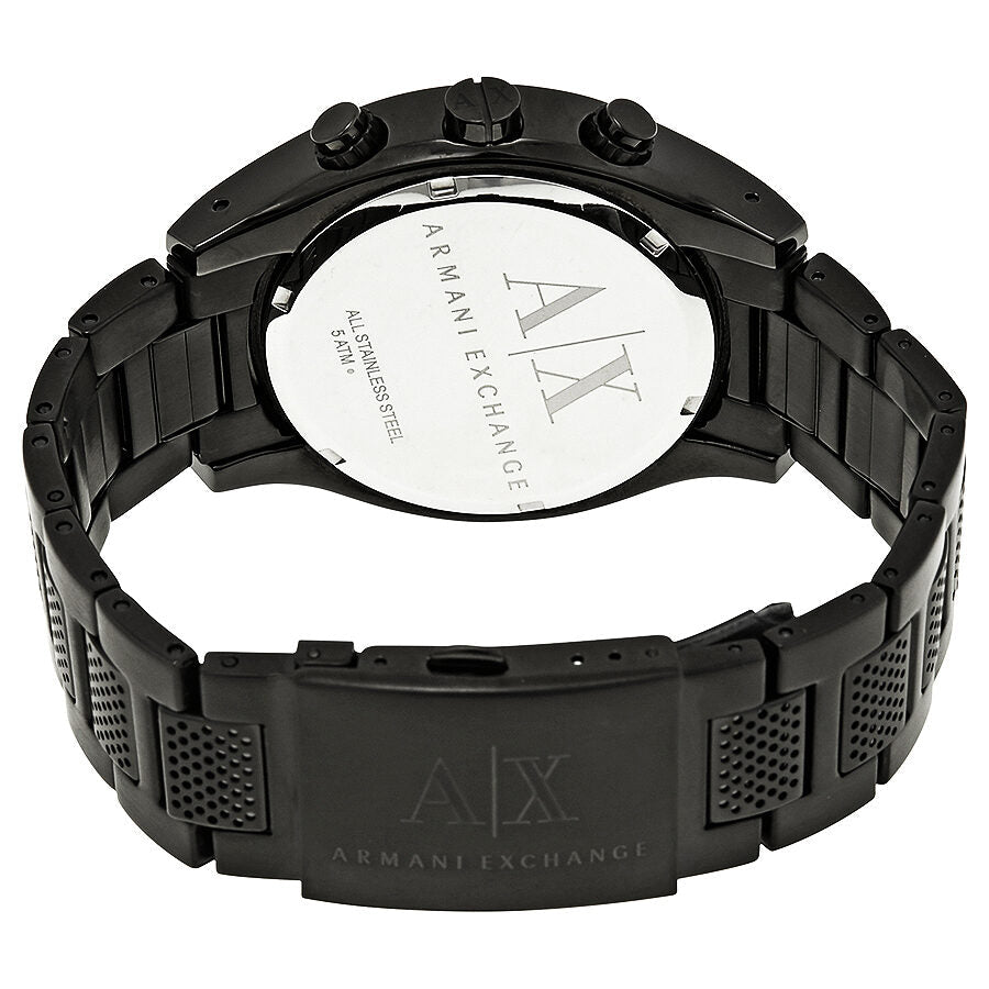 Armani Exchange Chronograph Black Dial Black Steel Strap Watch For Men - AX1605