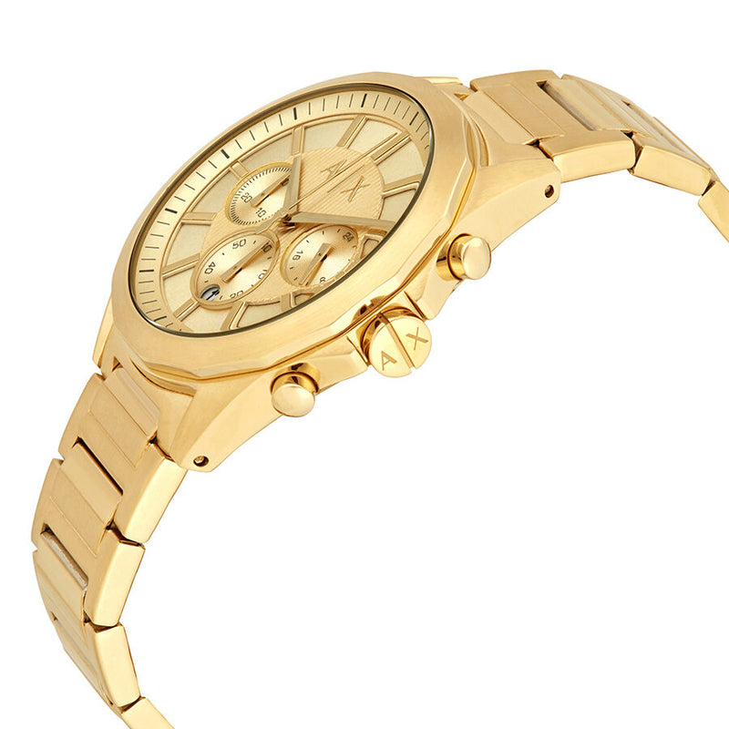 Armani Exchange Drexler Chronograph Gold Dial Gold Steel Strap Watch For Men - AX2602