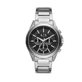 Armani Exchange Drexler Chronograph Black Dial Silver Steel Strap Watch for Men - AX2600